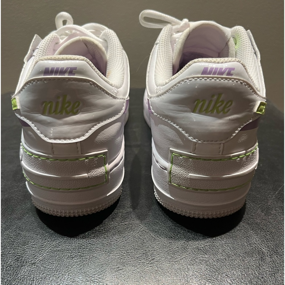 Nike Air Force 1, women’s size 7, purple/green accents - Picture 5 of 6